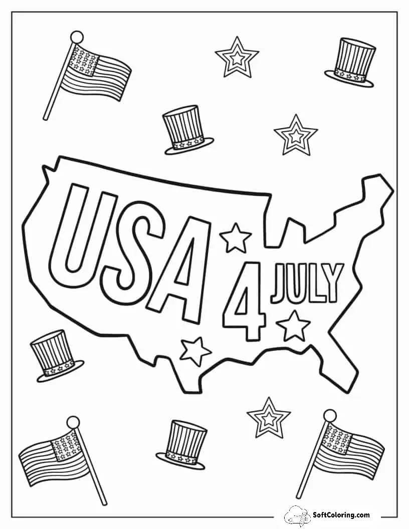 America Map 4Th July To Color