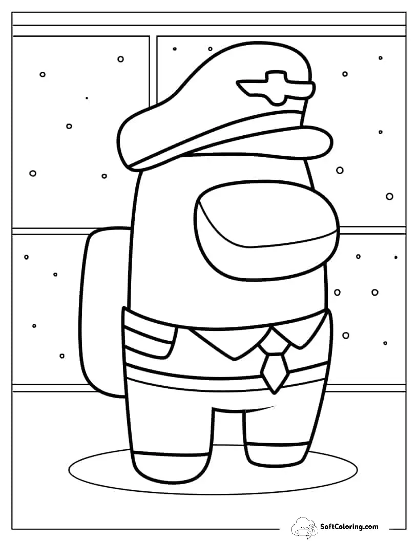 Among Us Captain Skin Coloring Page