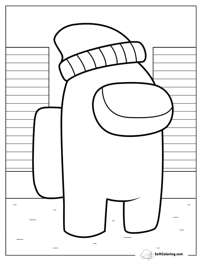 Among Us Crewmate With Beanie Coloring Sheet