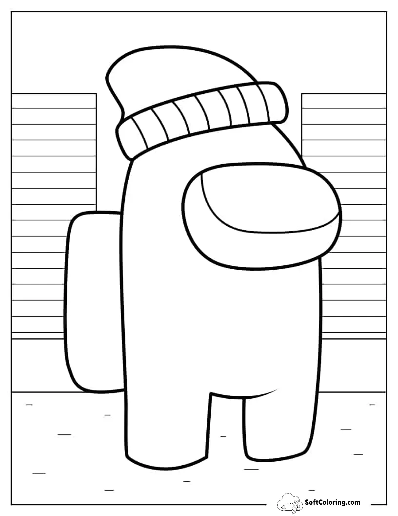 Among Us Crewmate With Beanie Coloring Sheet