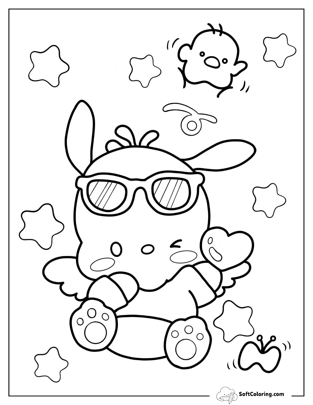 Angel Pochacco Winking While Holding Heart