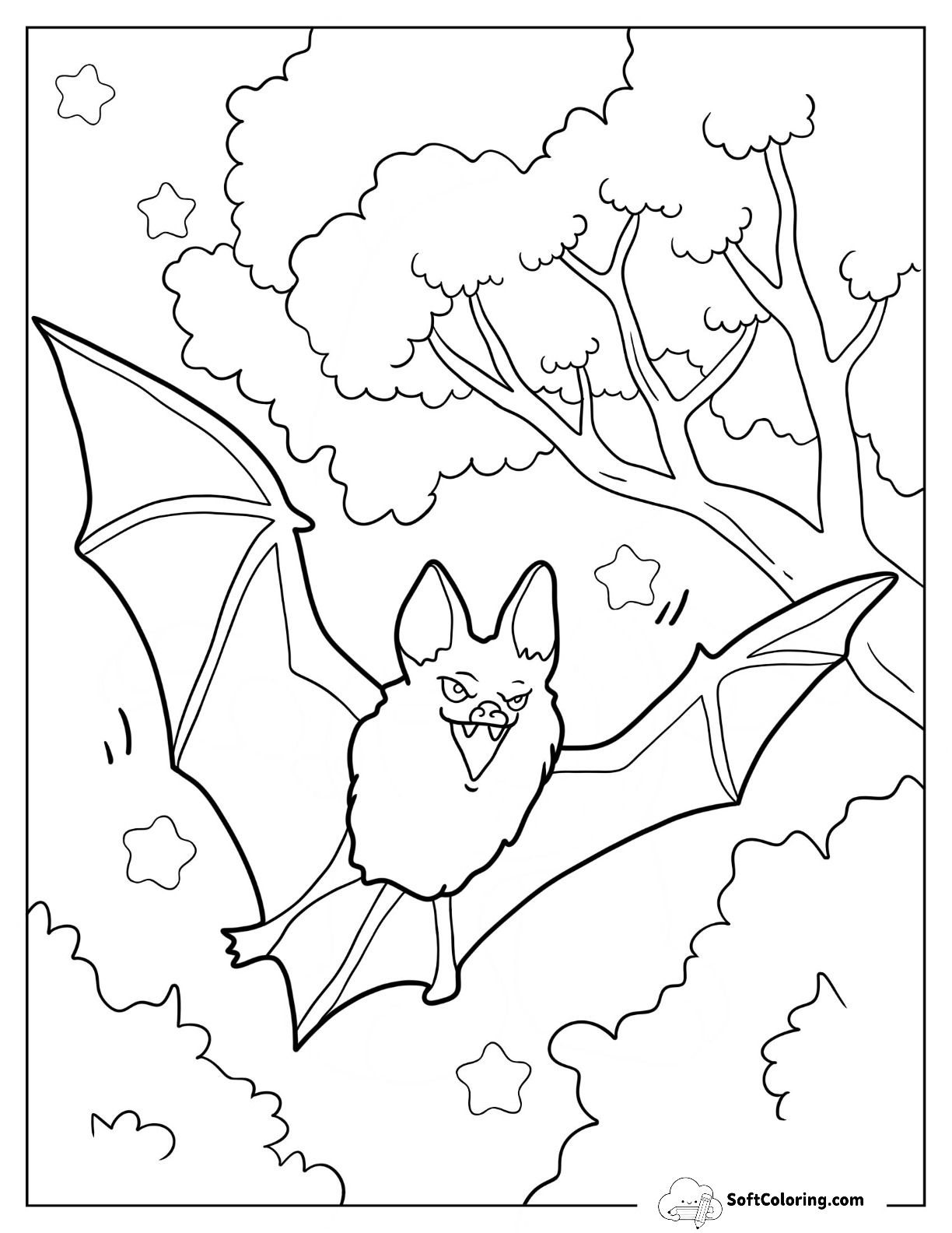 Angry Bat Flying And Showing Fangs