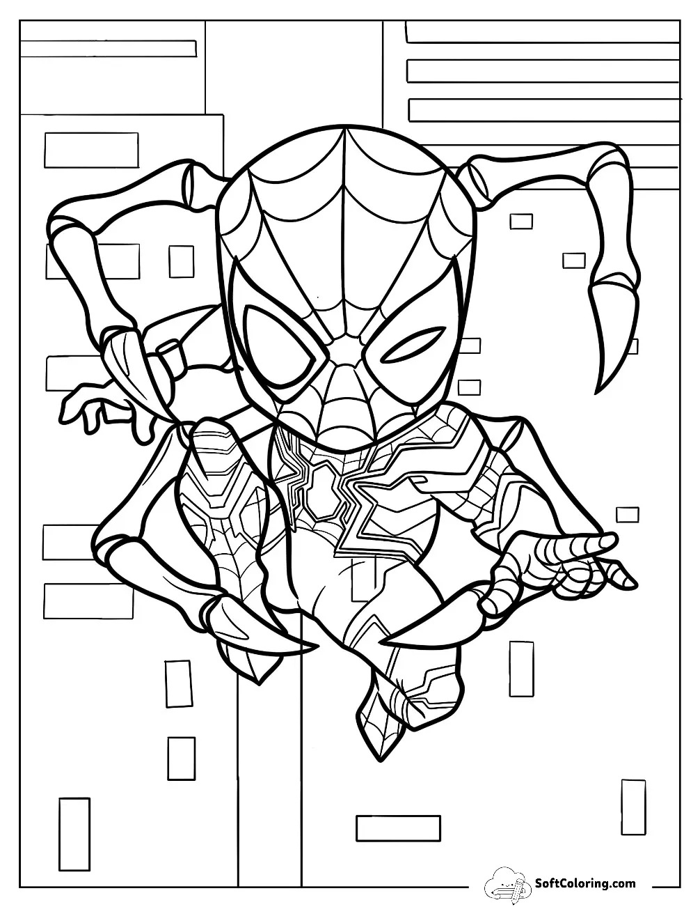 Angry Chibi Iron Spider Coloring Page For Kids