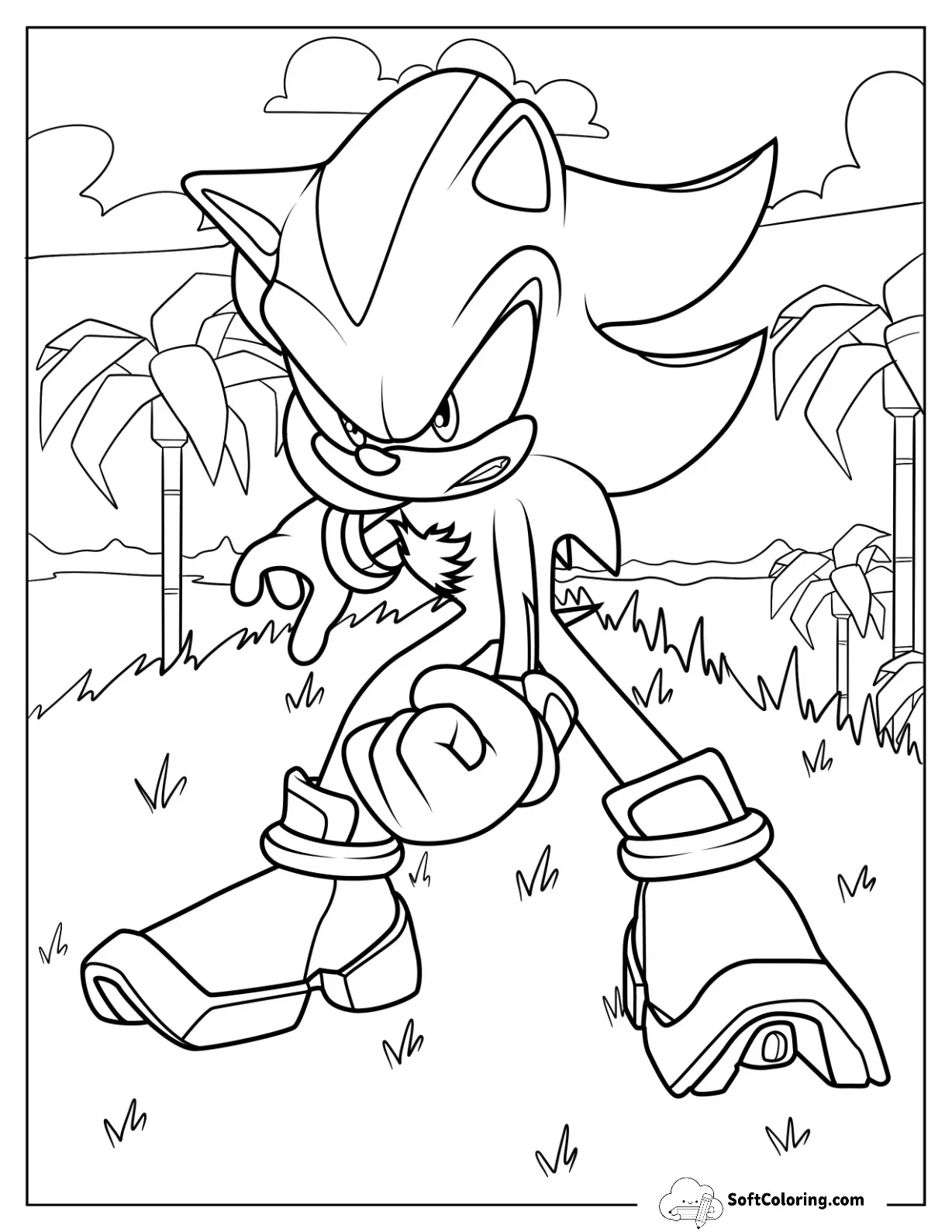 Angry Shadow Coloring Page Making A Fist