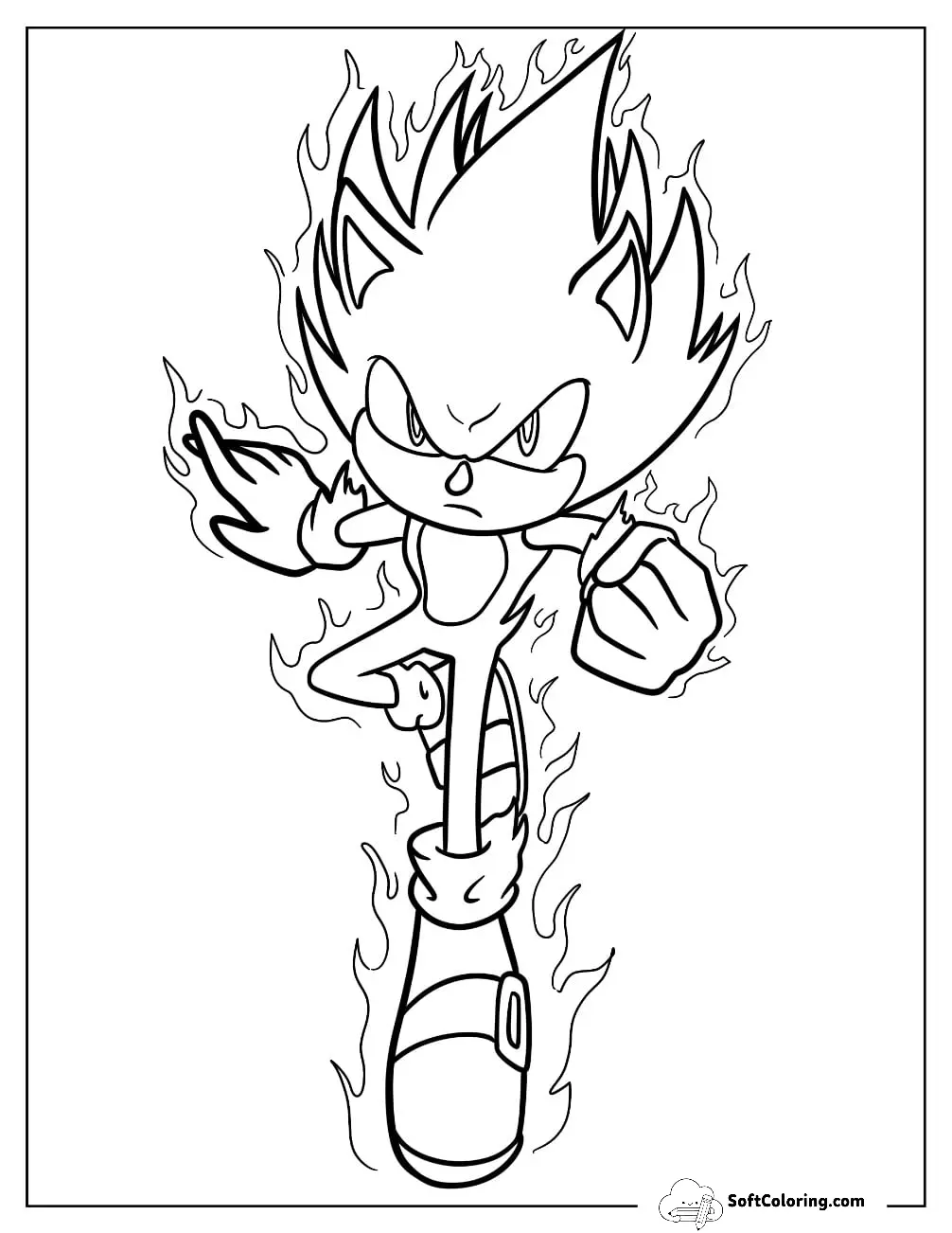 Angry Super Sonic Coloring Page For Kids