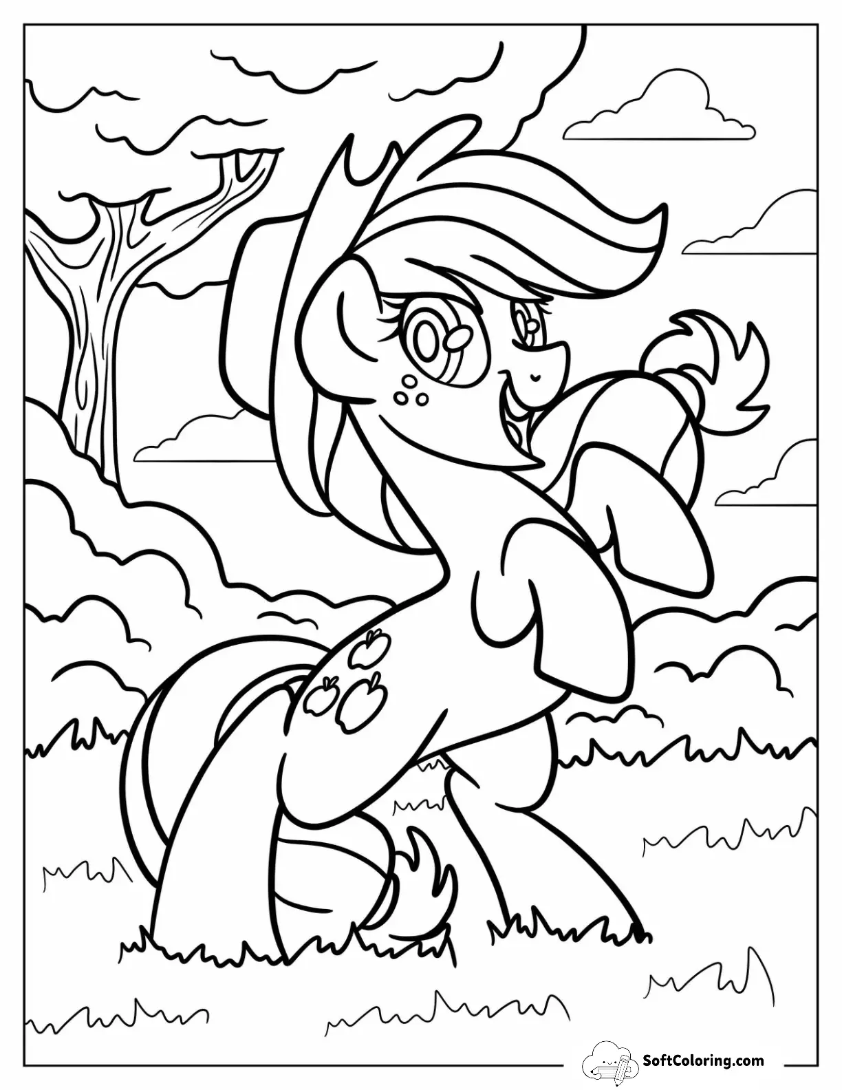 Applejack Coloring Page Standing On Hind Legs