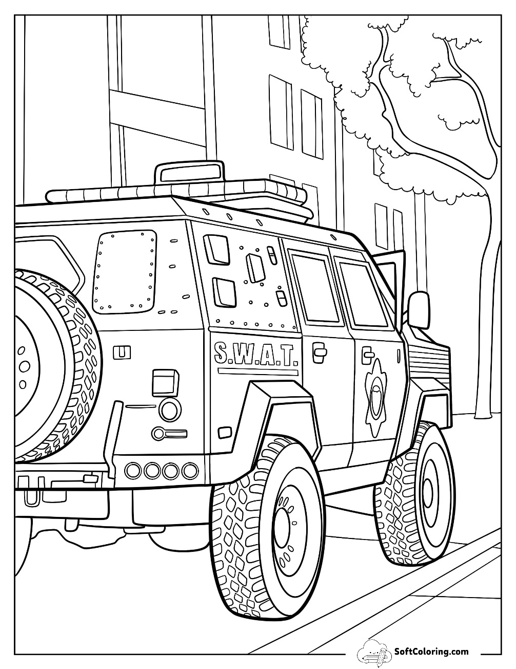 Armored Swat Police Car Coloring Page