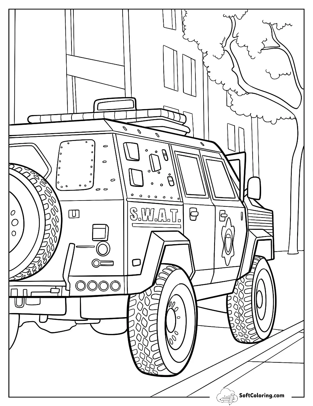 Armored Swat Police Car Coloring Page