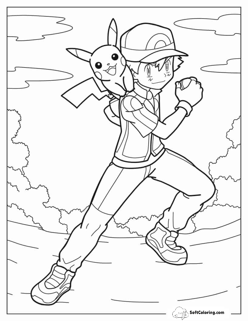 Ash And Pikachu To Color
