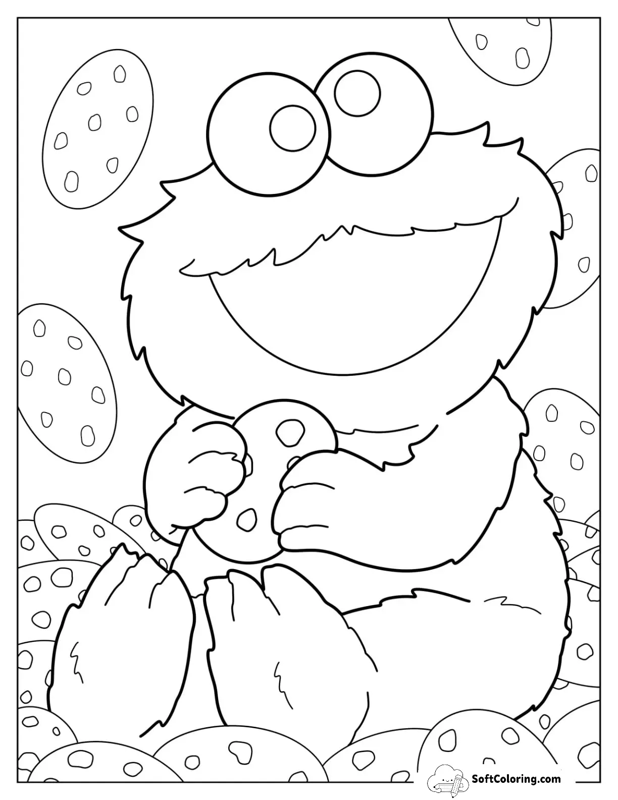 Baby Cookie Monster Surrounded By Cookies