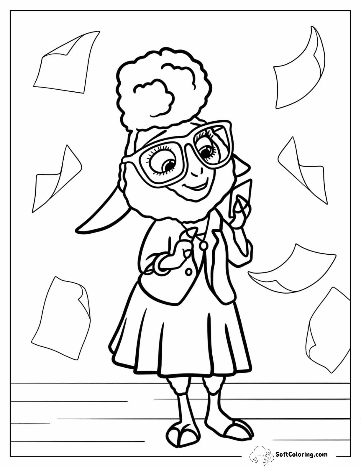Zootopia Coloring Page Of Bellwether Reading A Note For Kids