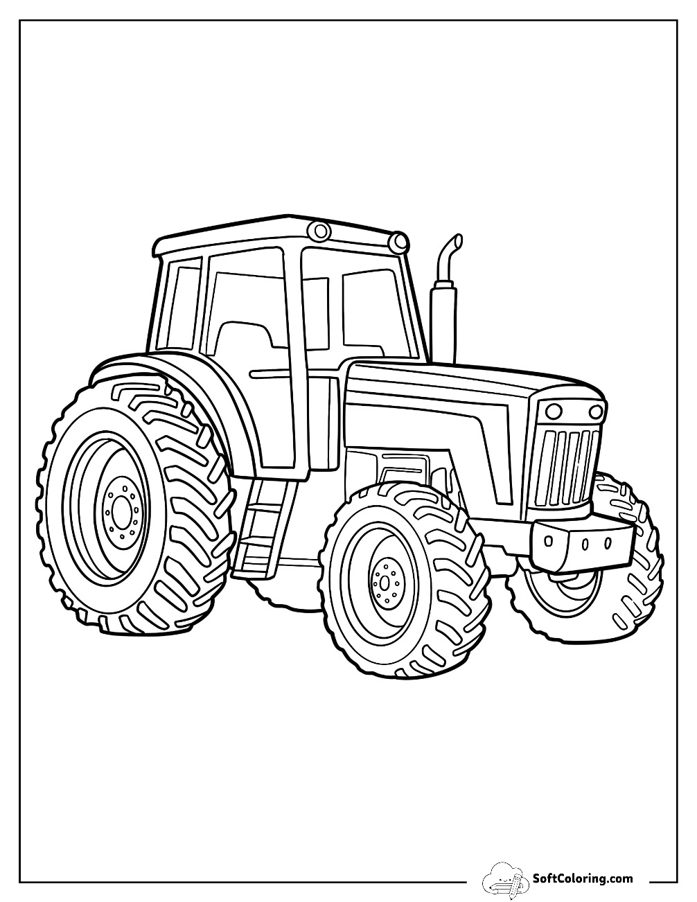 Big Farm Tractor Coloring Page With Giant Tires