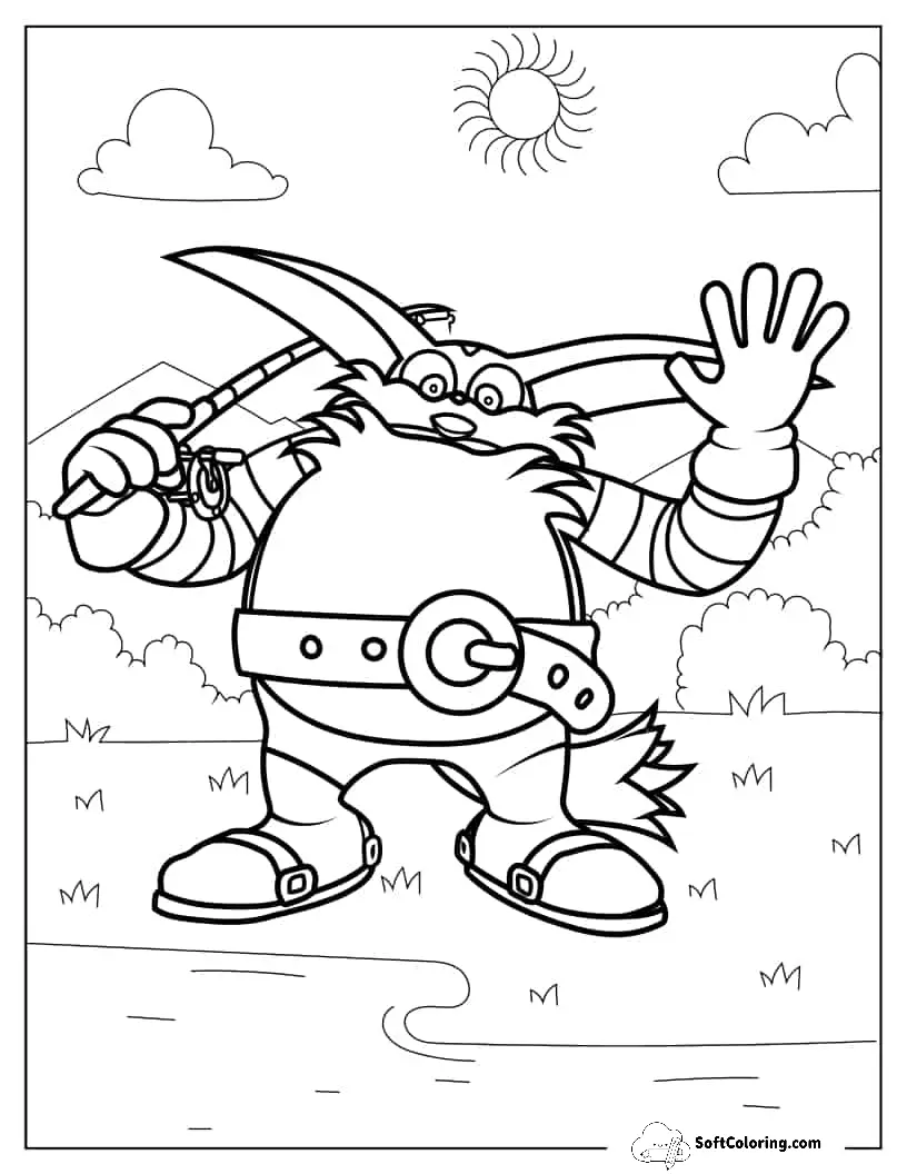 Big The Cat Waving Coloring In