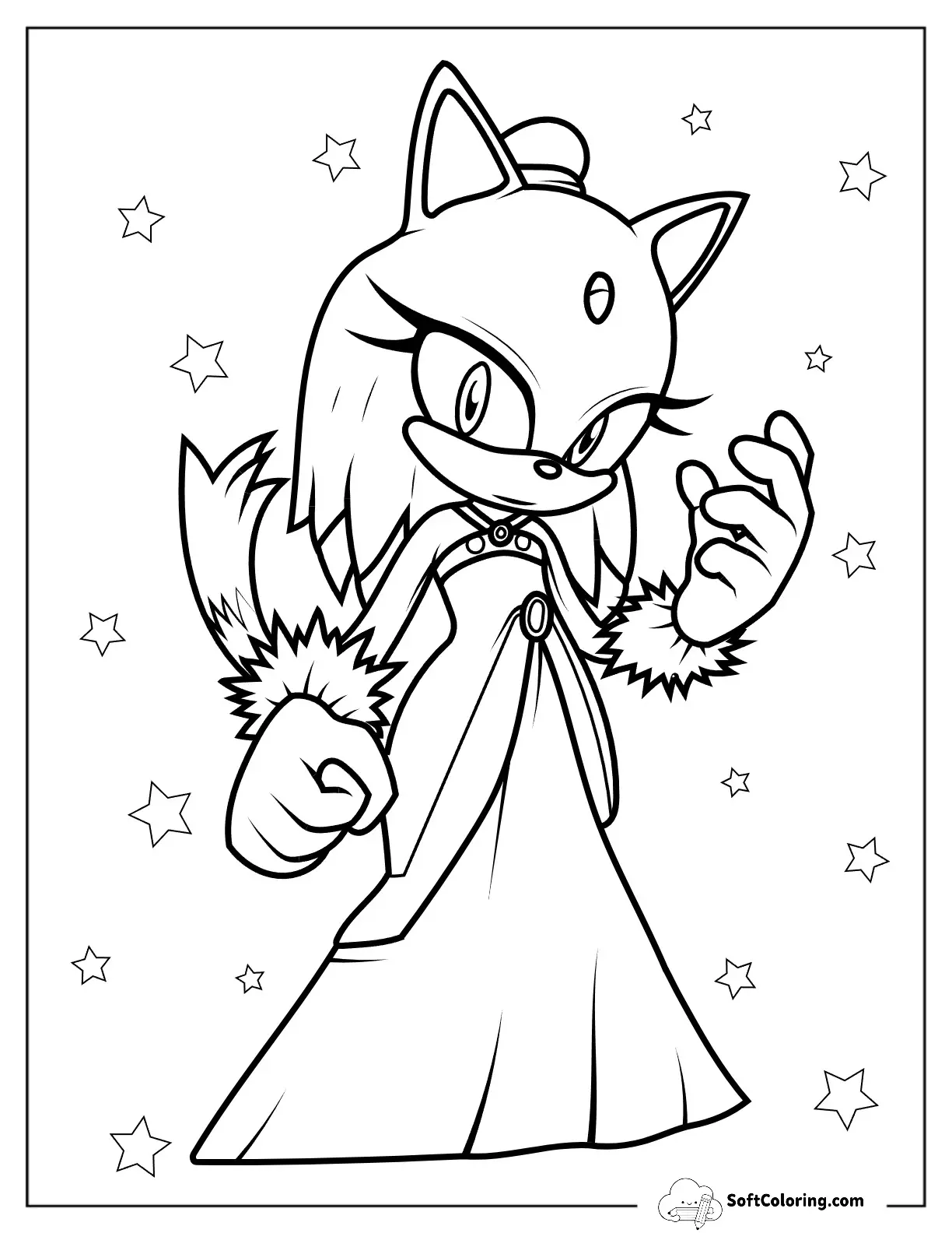 Blaze The Cat Wearing Gown Coloring In