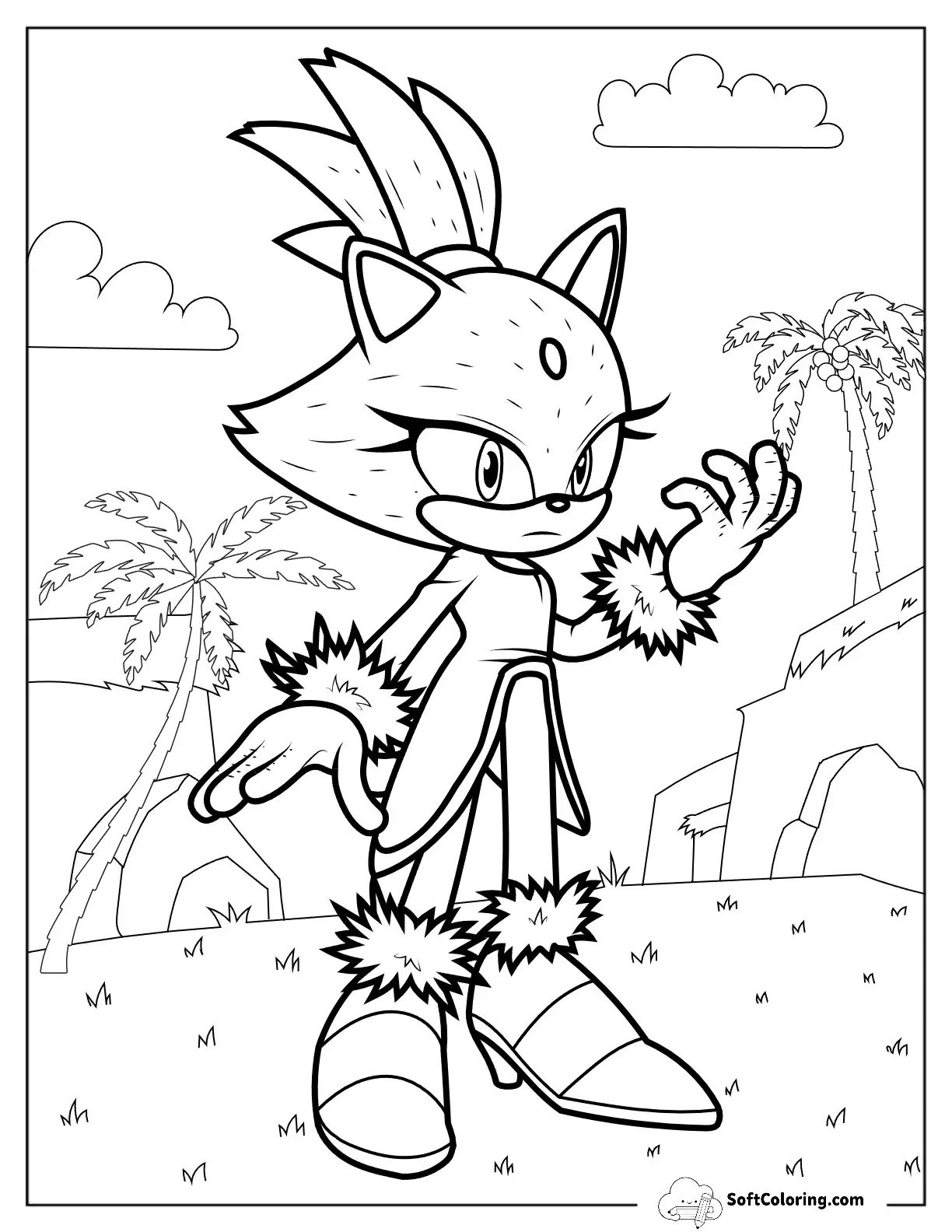Blaze The Cat With Hair Up