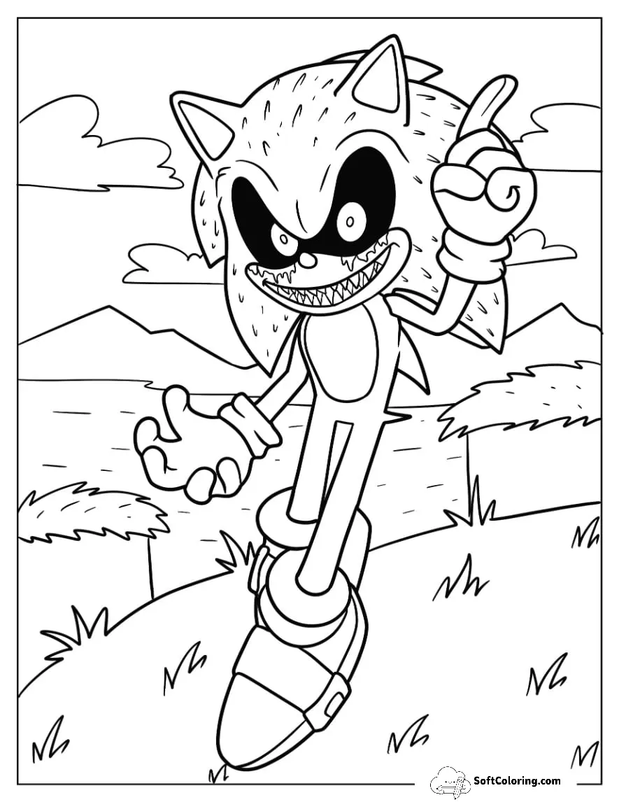 Bloody Sonic Exe Coloring Page On Angel Island