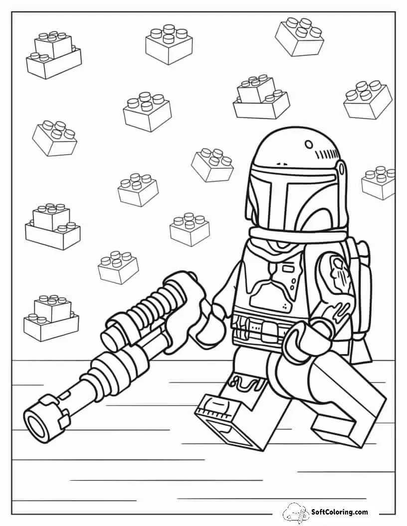 Boba Fett With Beskar Armor, Jet Pack, And Blaster