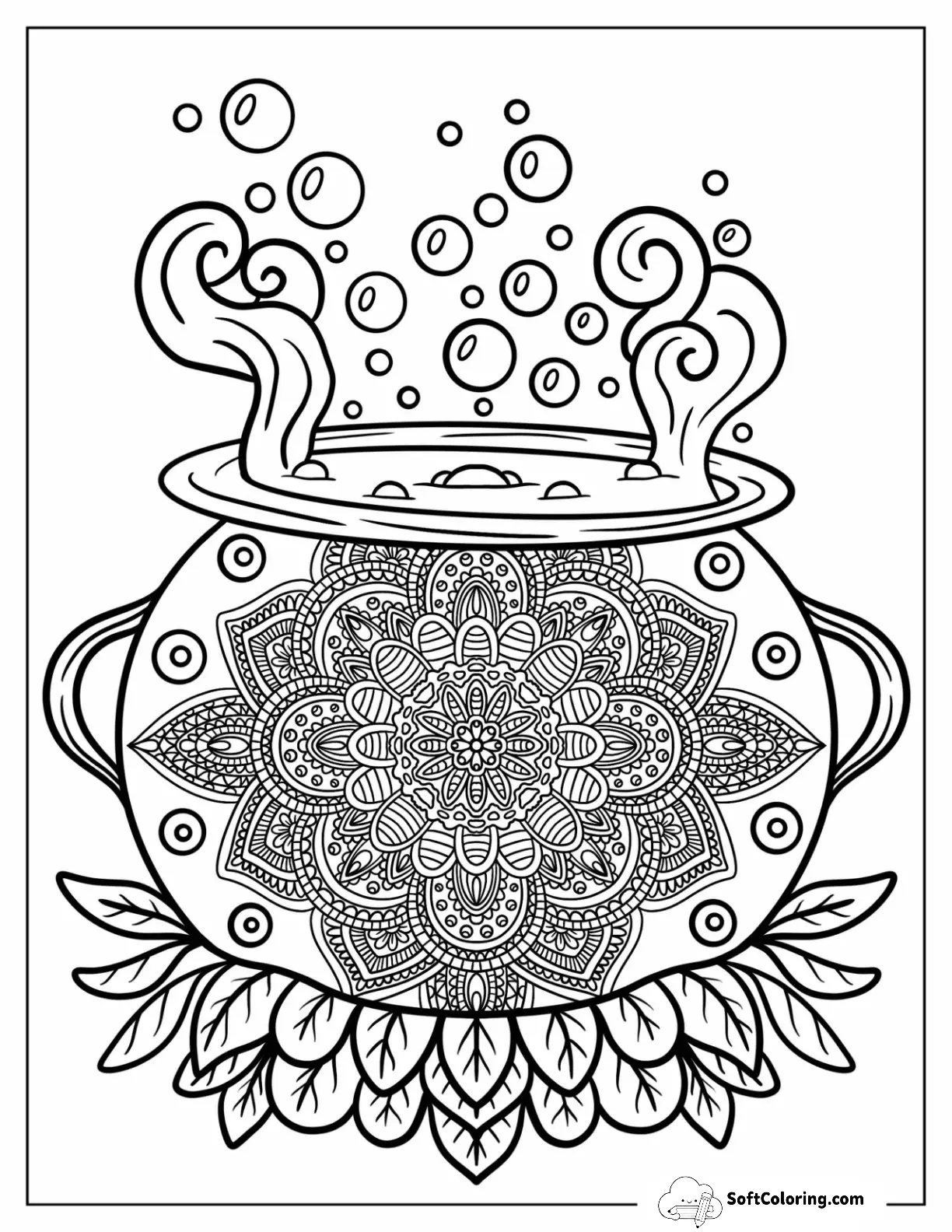 Boiling Cauldron With Halloween Mandala