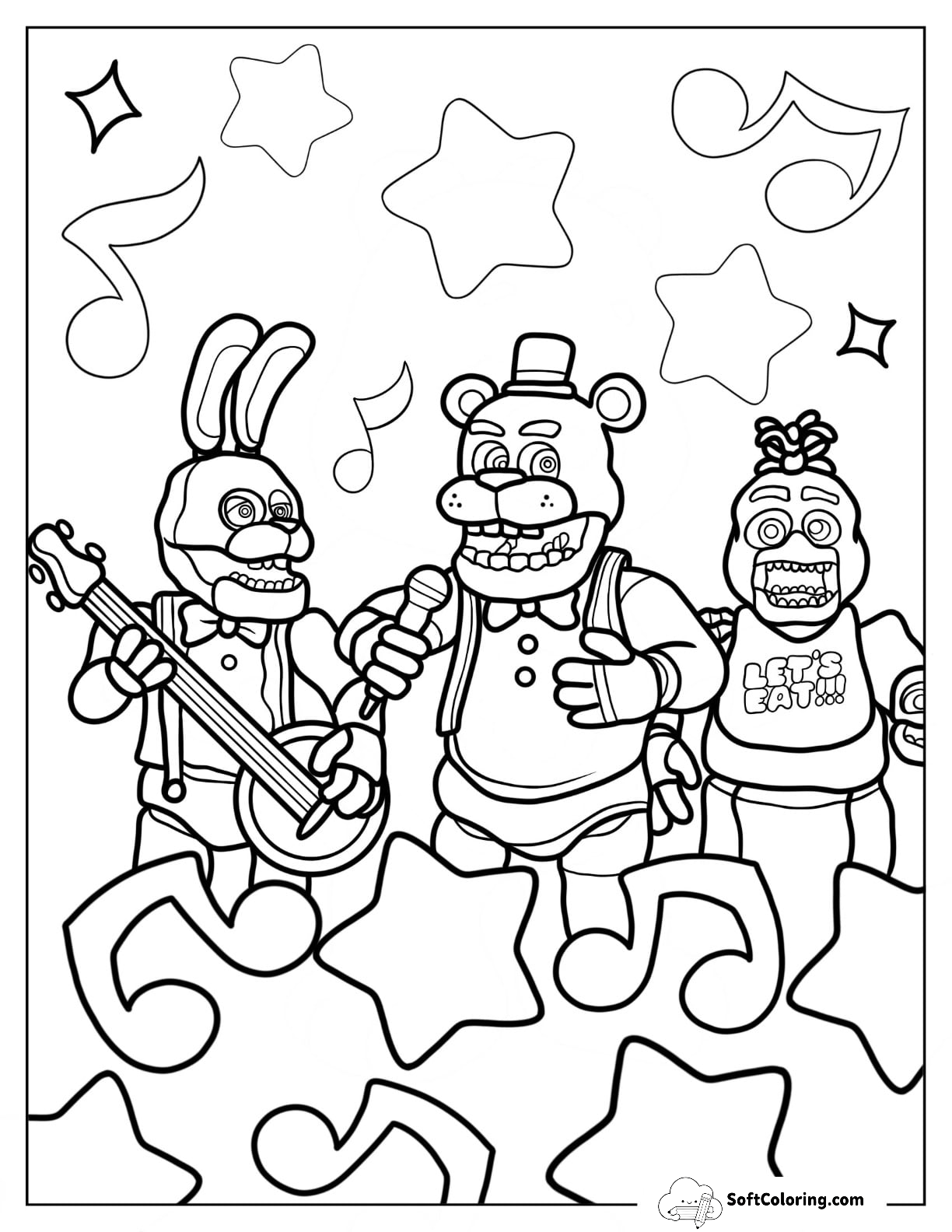 Bonnie, Fazbear, And Chia In Band For Kids