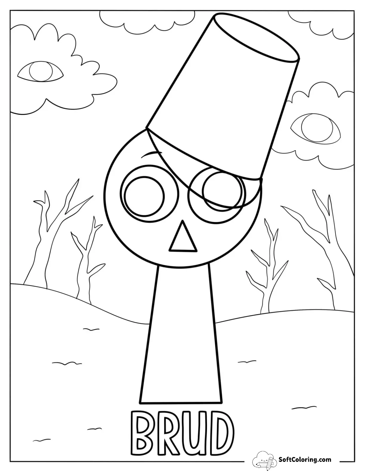 Sprunki Coloring Page Of Brud In A Haunted Forest