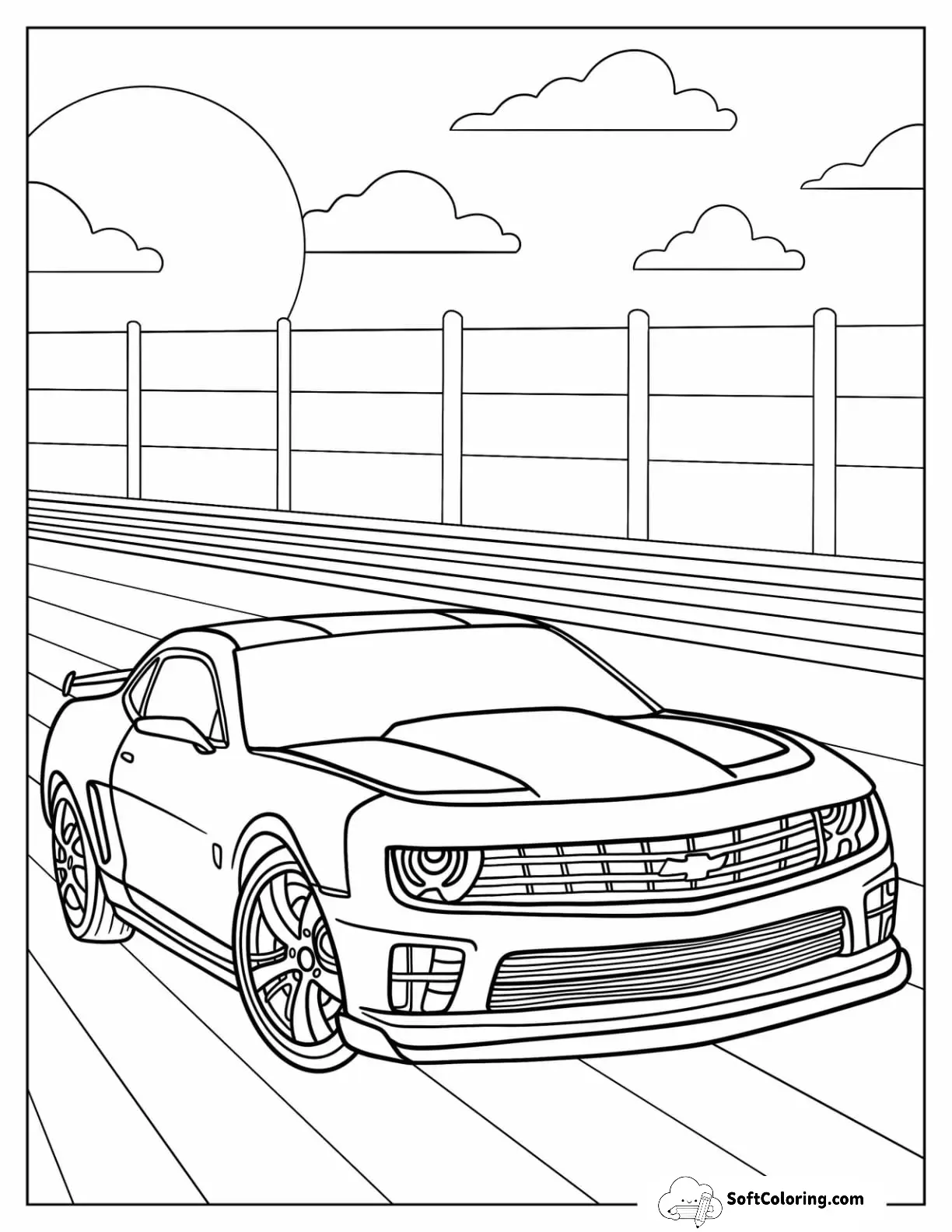 Bumblebee Coloring Page In Chevrolet Camaro Form