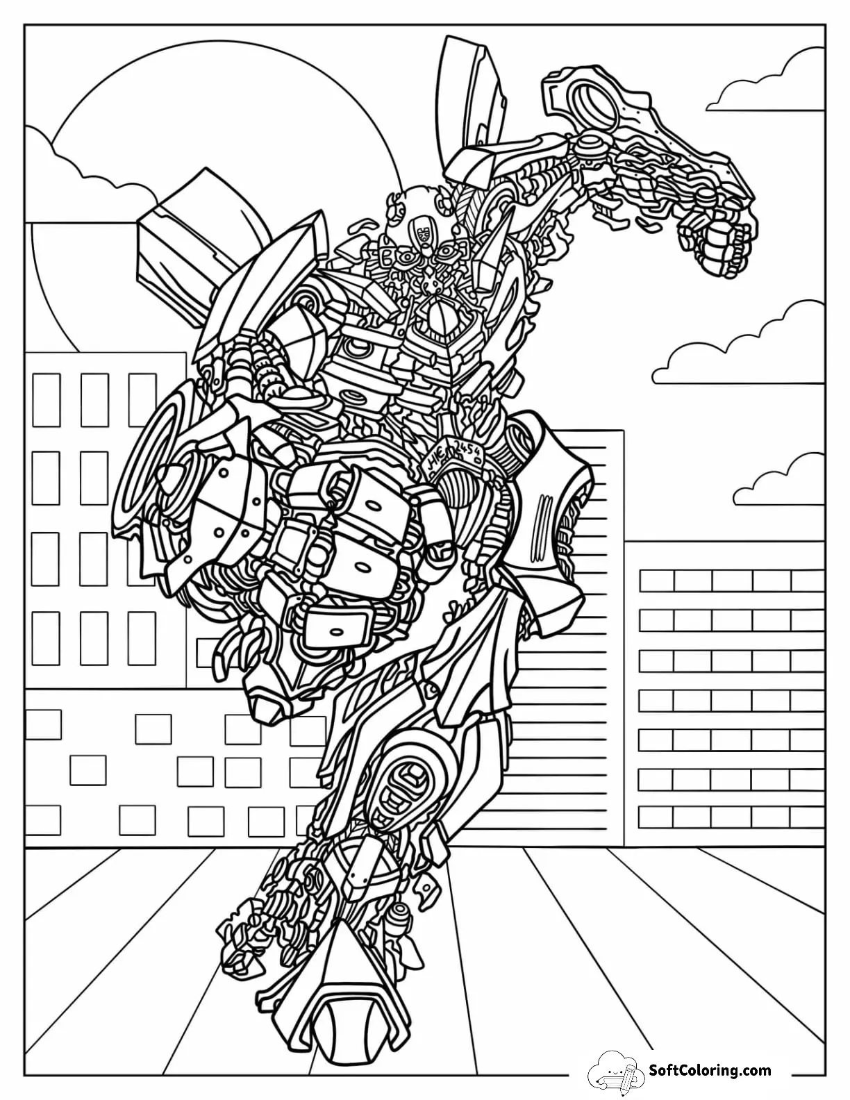 Bumblebee Coloring Page In Fighting Mode