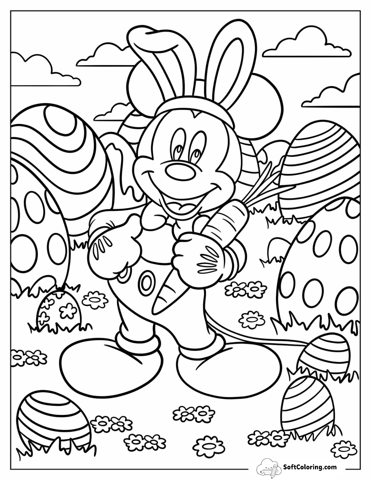 Bunny Mickey Mouse Holding A Large Carrot On Easter
