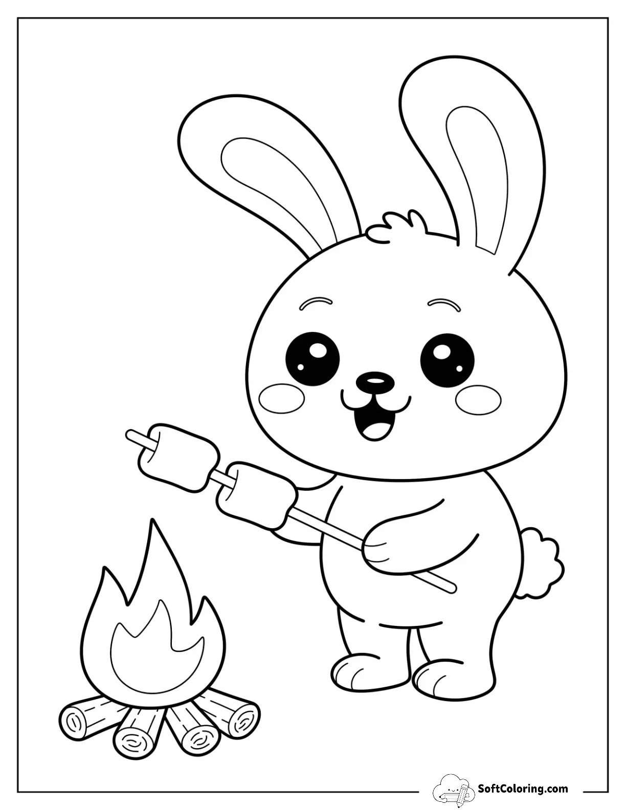 Bunny Roasting Marshmallows By The Campfire For Preschoolers