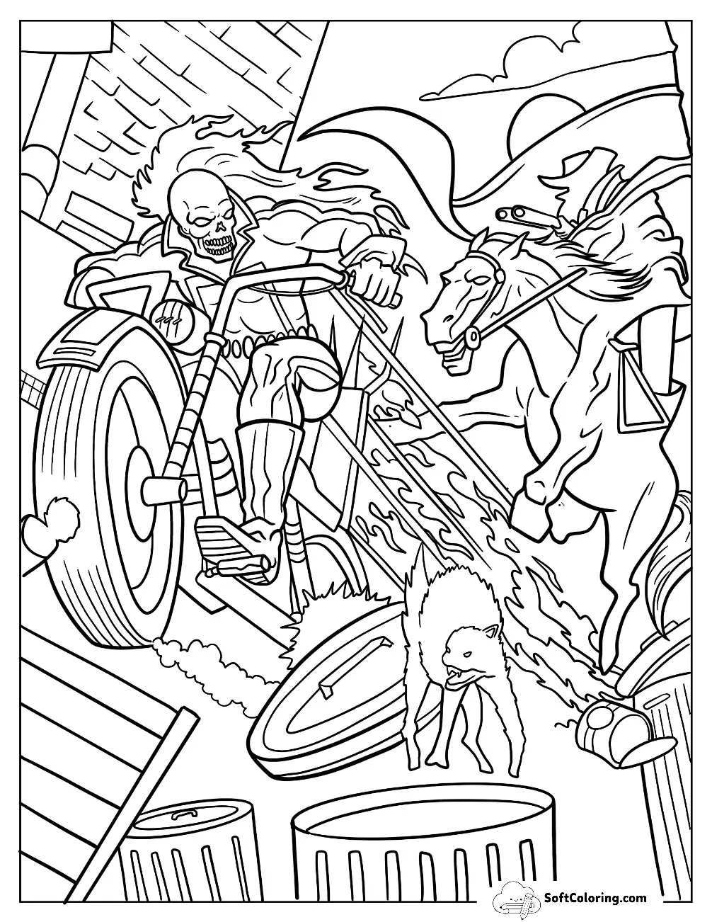 Carter Slade Chasing Ghost Rider Coloring Page