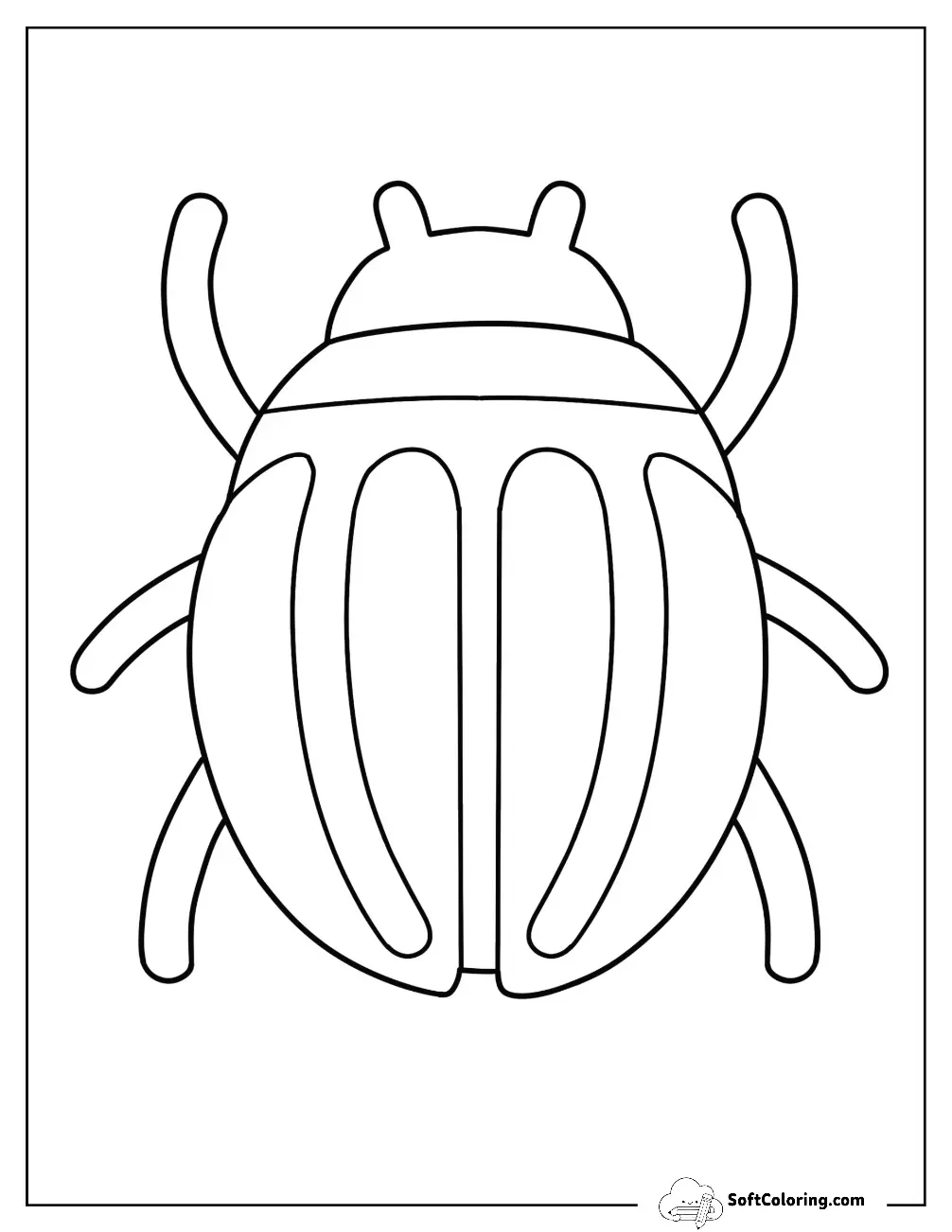 Cartoon Beetle Coloring Page Outline For Preschoolers
