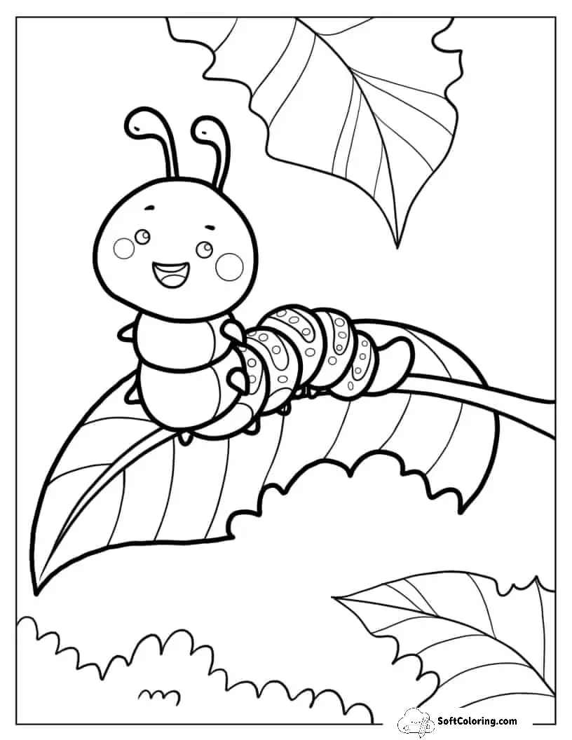 Cartoon Caterpillar To Color For Toddlers
