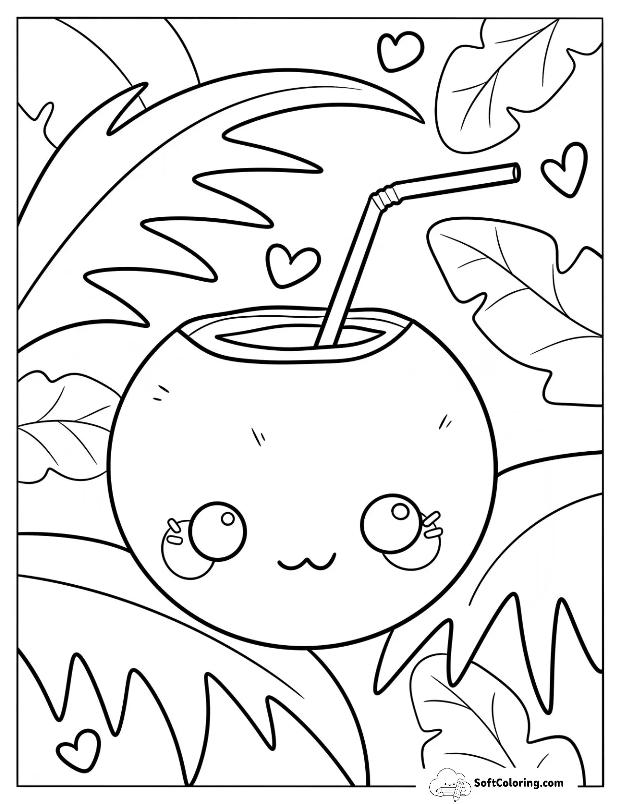 Cartoon Coconut Drink With Straw For Preschoolers