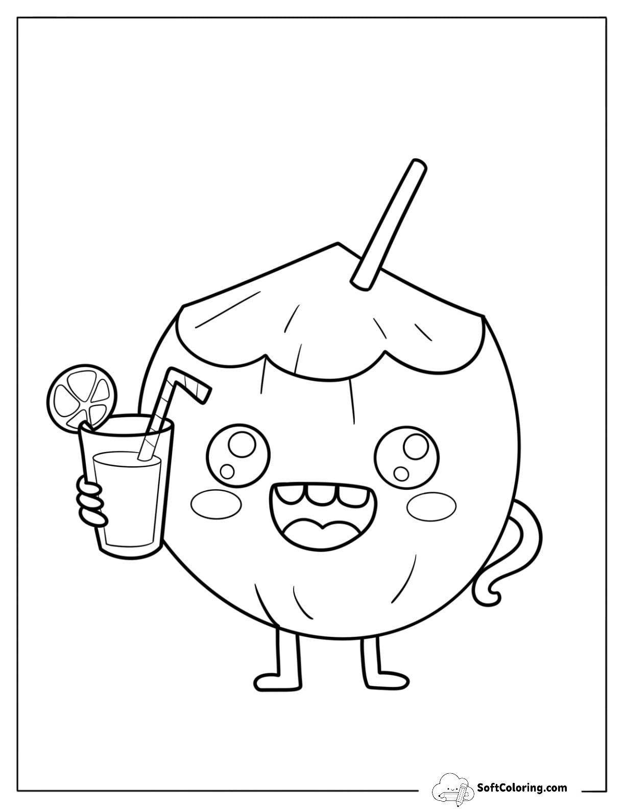 Toothy Grin Holding Up A Drink Coloring Sheet For Preschoolers