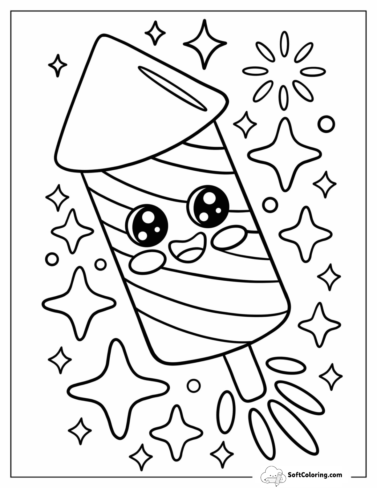Cartoon Firecracker Exploding With Joy On 4Th Of July