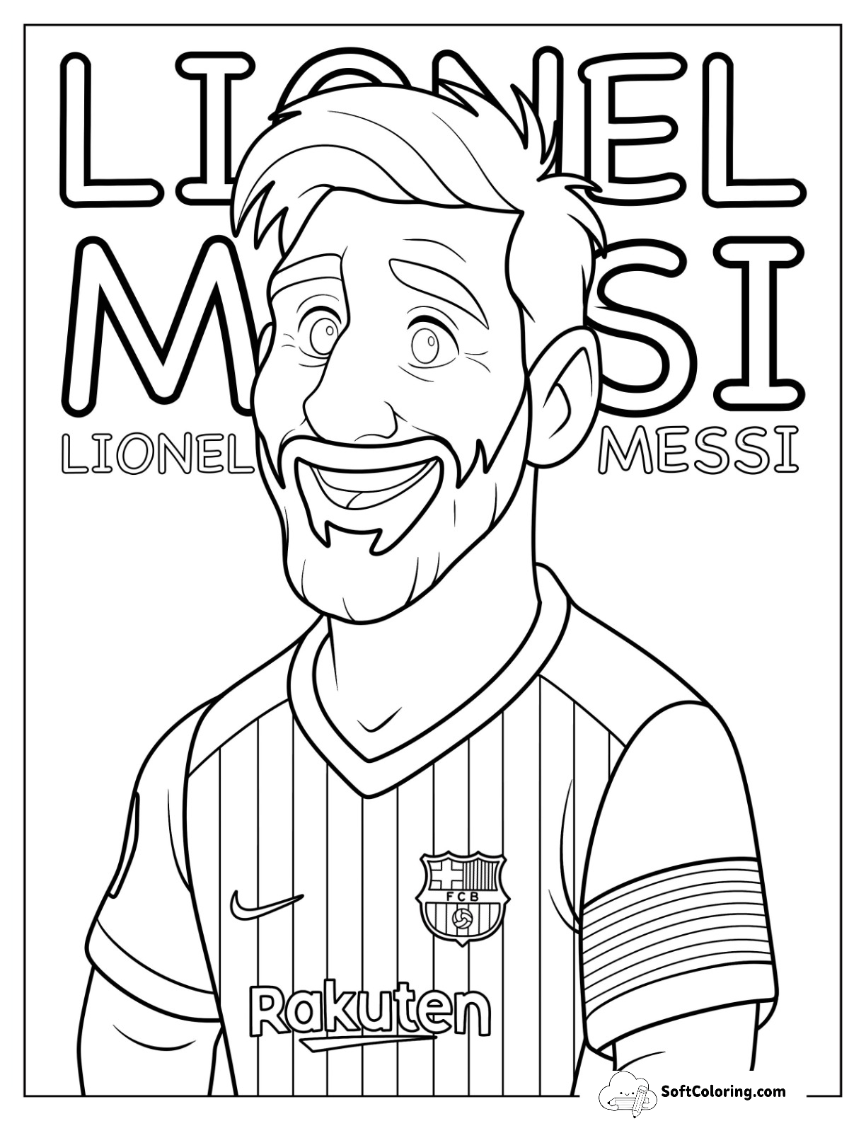 Cartoon Lionel Lionel Messi Coloring Page In Soccer Jersey