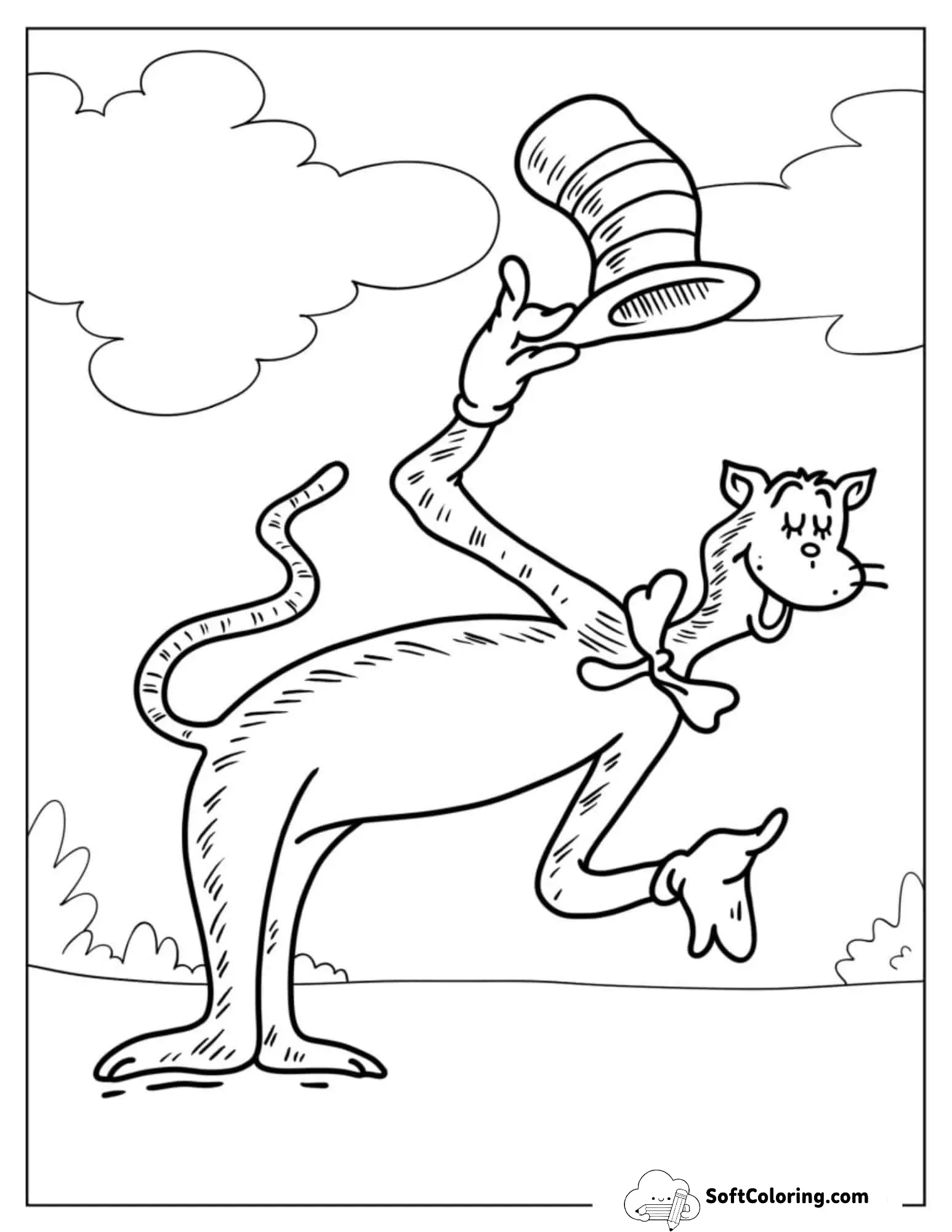 Cat In The Hat Bowing Coloring Page