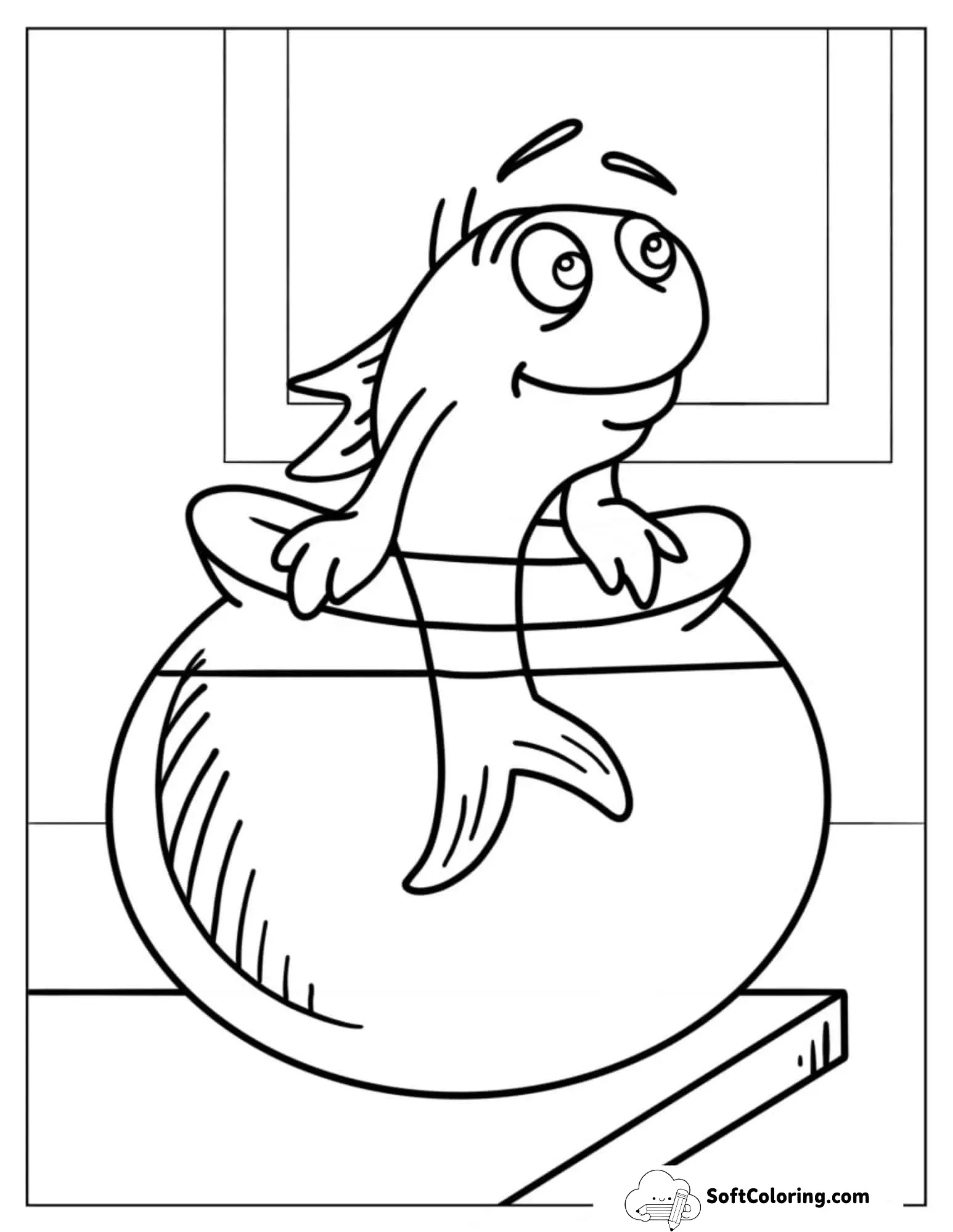 Cat In The Hat Fish Coloring Page