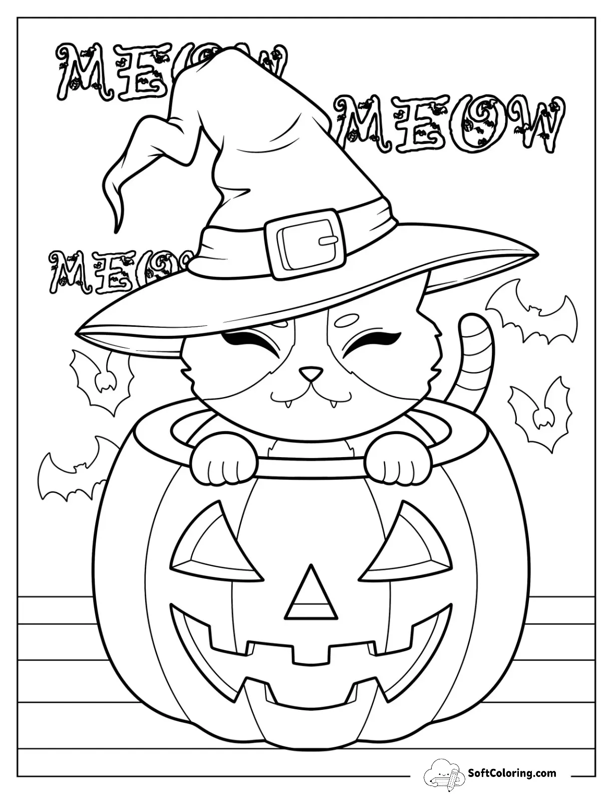 Cat Poking Head Out Of A Jack O Lantern
