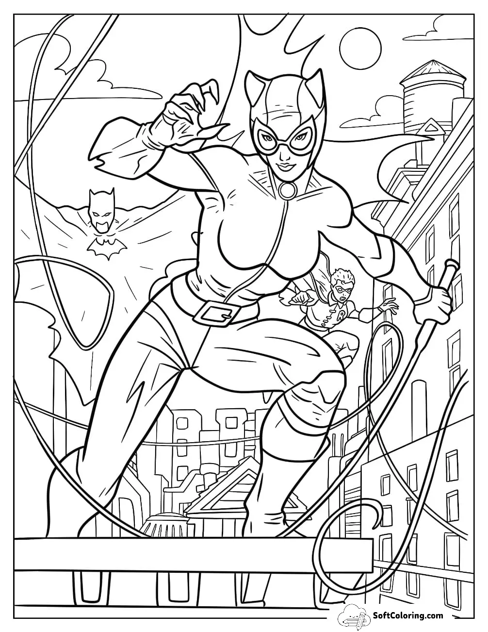 Catwoman With Batman And Robin In The City
