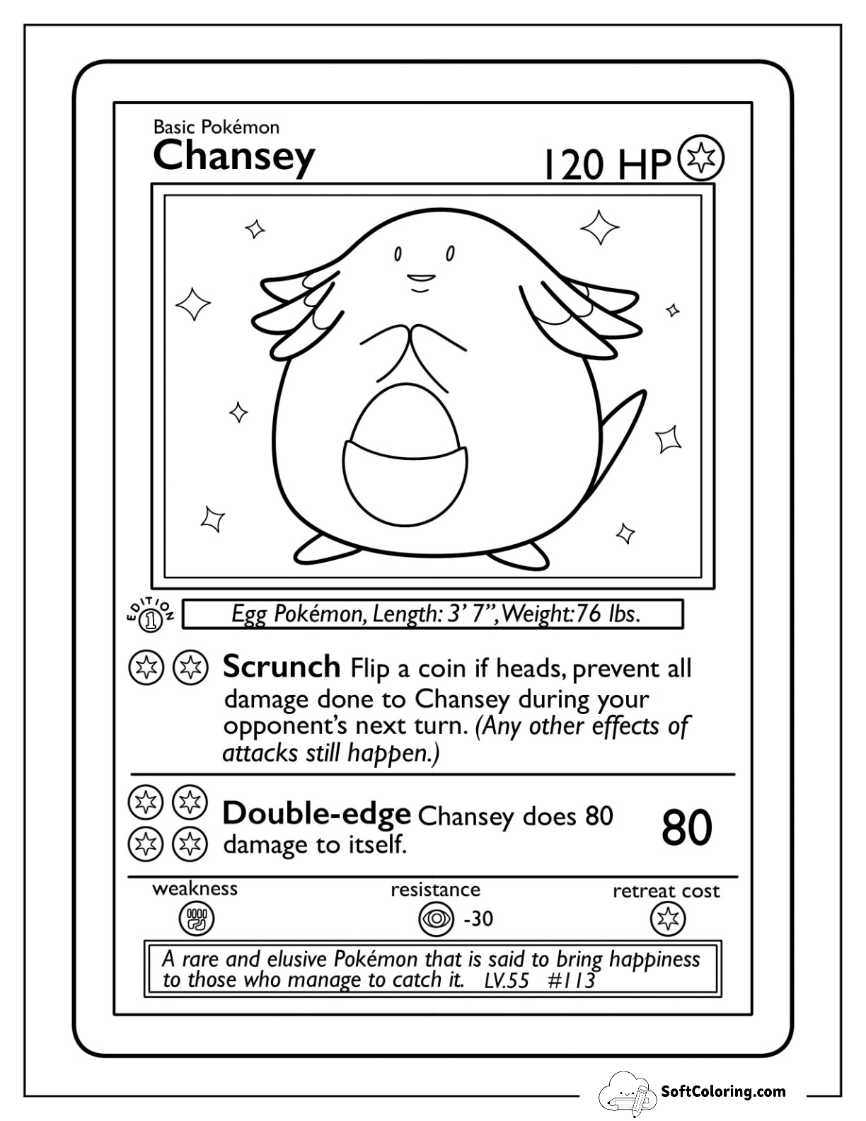 Chansey Scrunch Pokemon Card Coloring Page