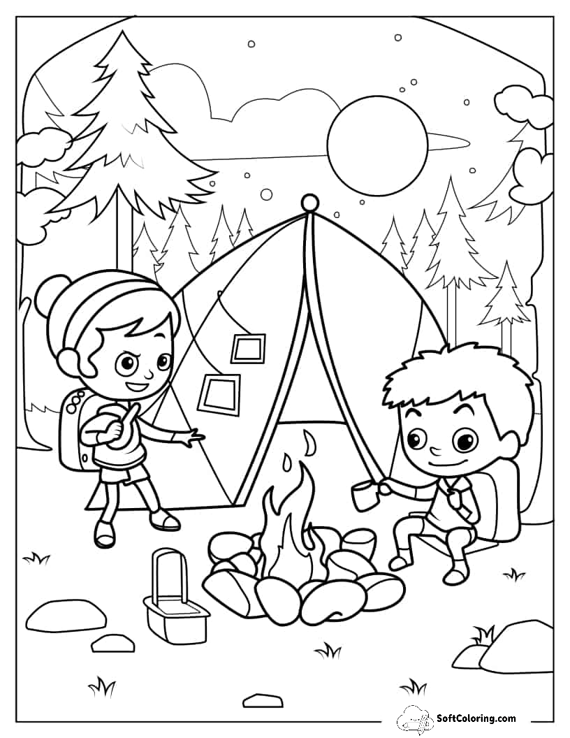 Chibi Campers Coloring Sheet For Kids