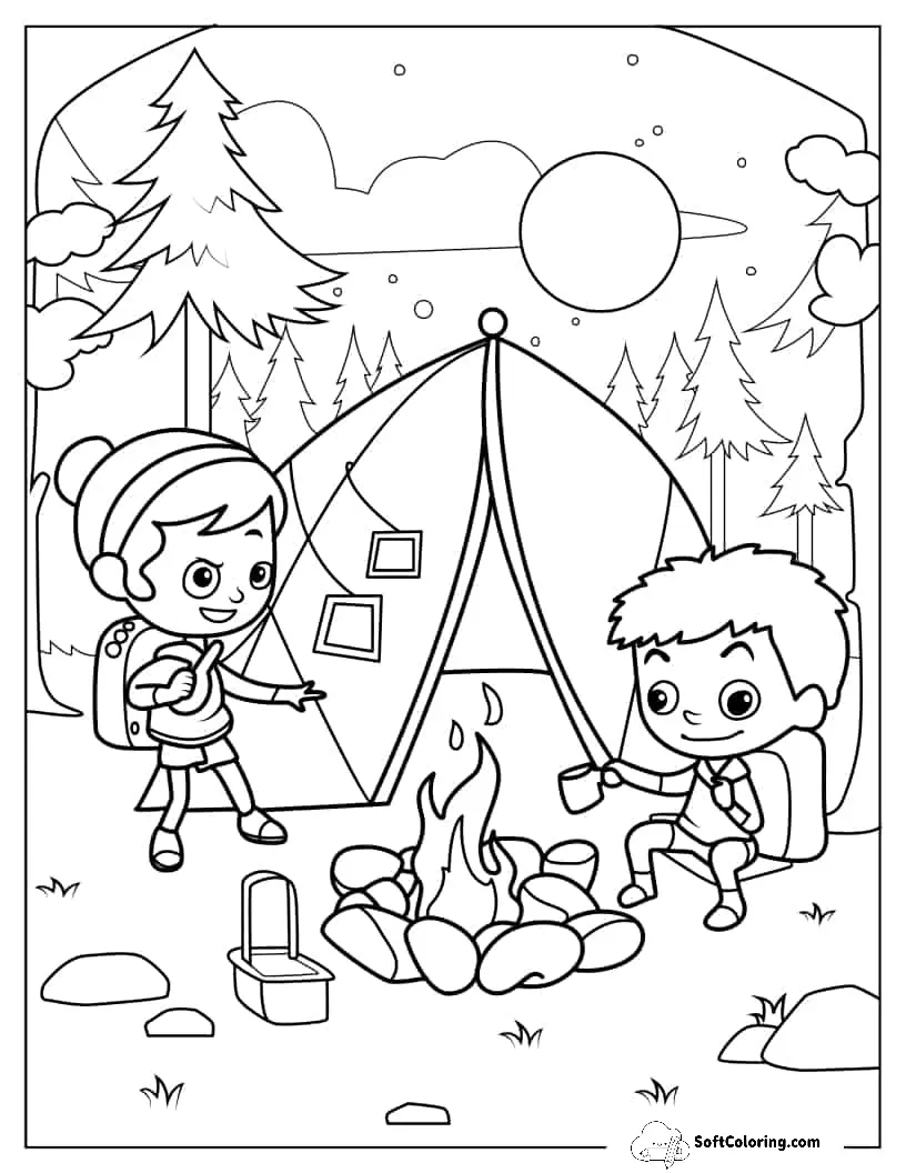 Chibi Campers Coloring Sheet For Kids