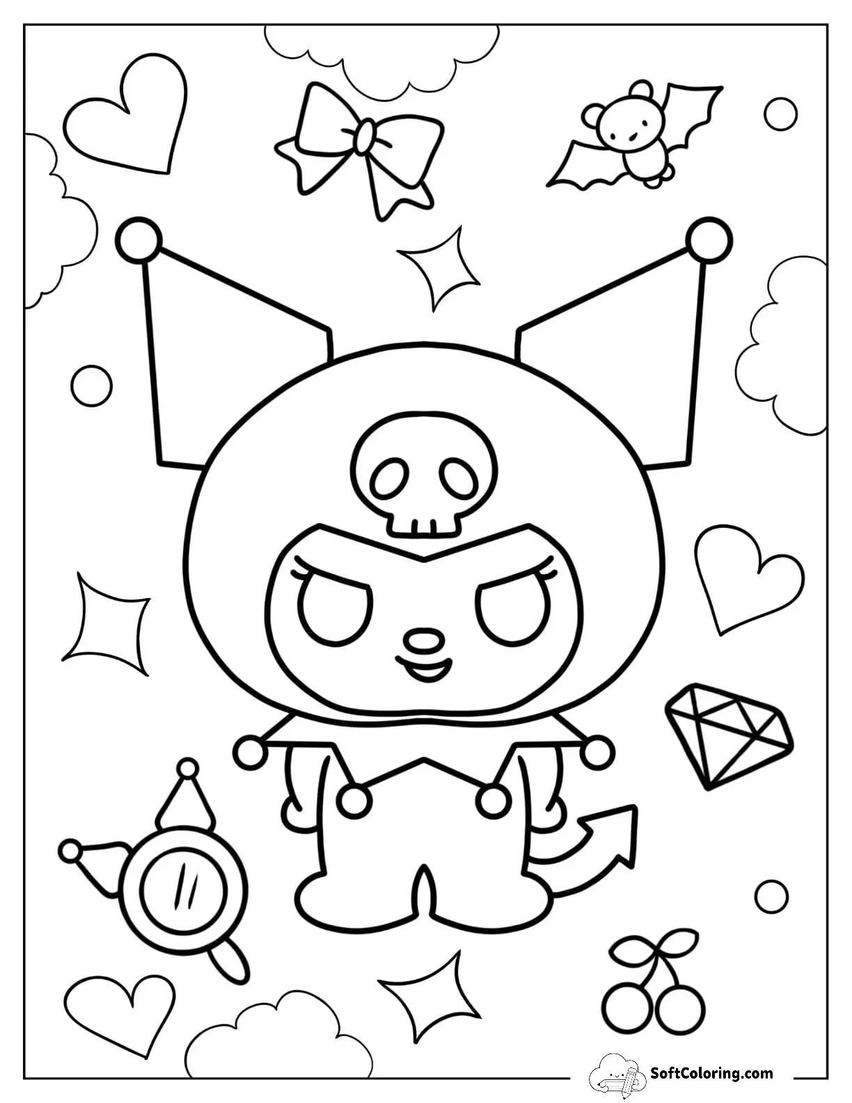 Chibi Kuromi With Bats And Hearts