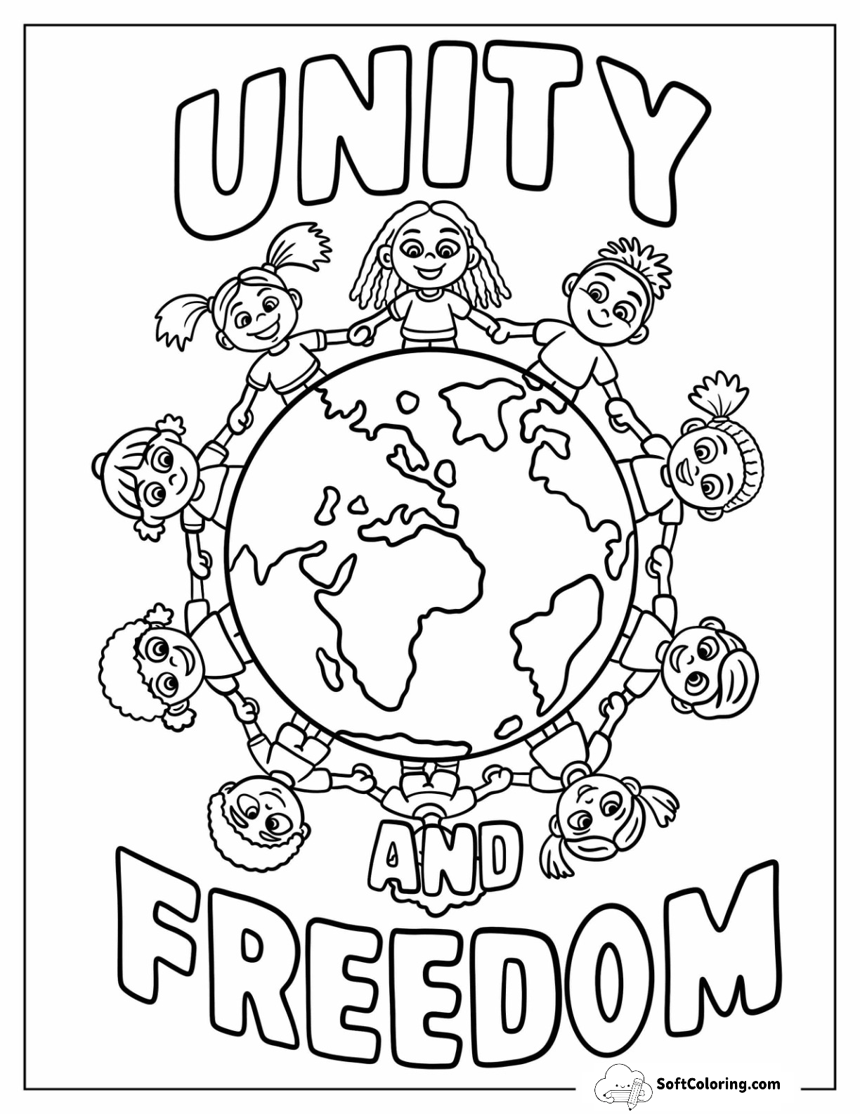 Children Linking Hands For Global Unity And Juneteenth