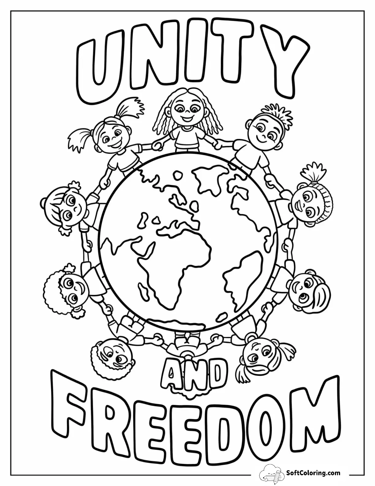 Children Linking Hands For Global Unity And Juneteenth