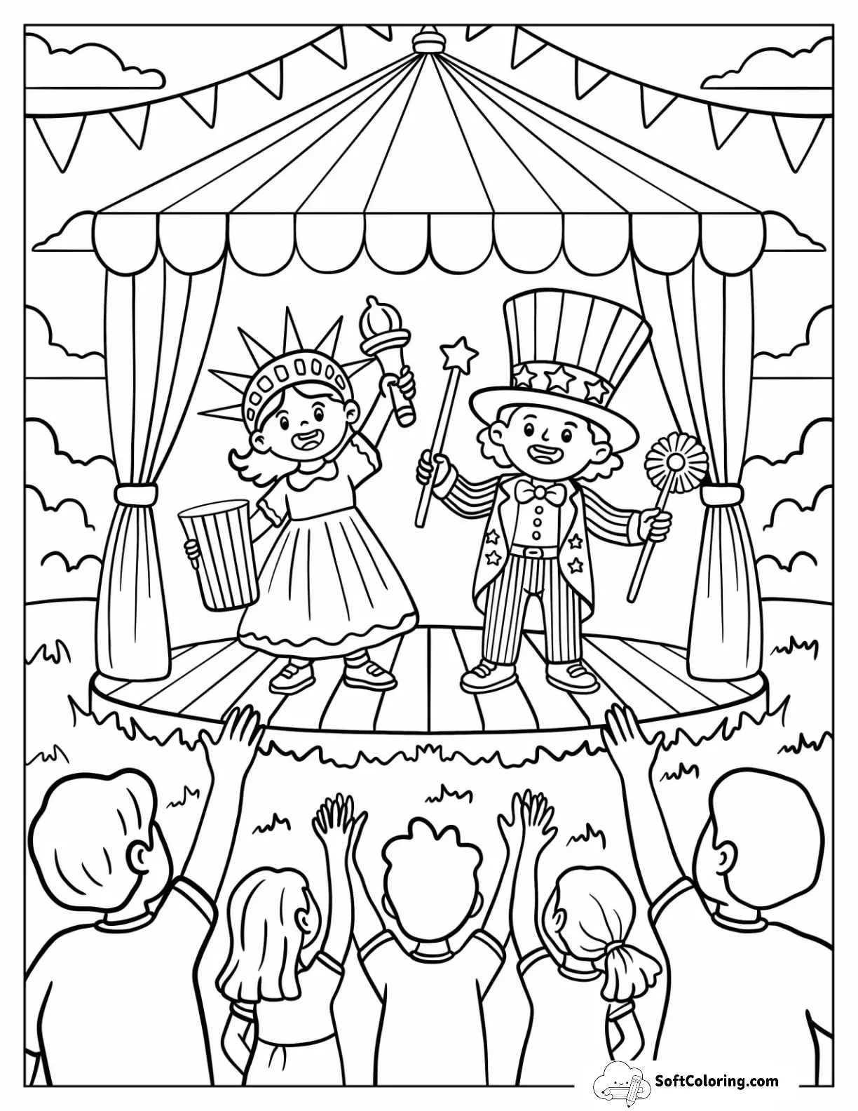 Children Performing As Uncle Sam And Lady Liberty In A 4Th Of July