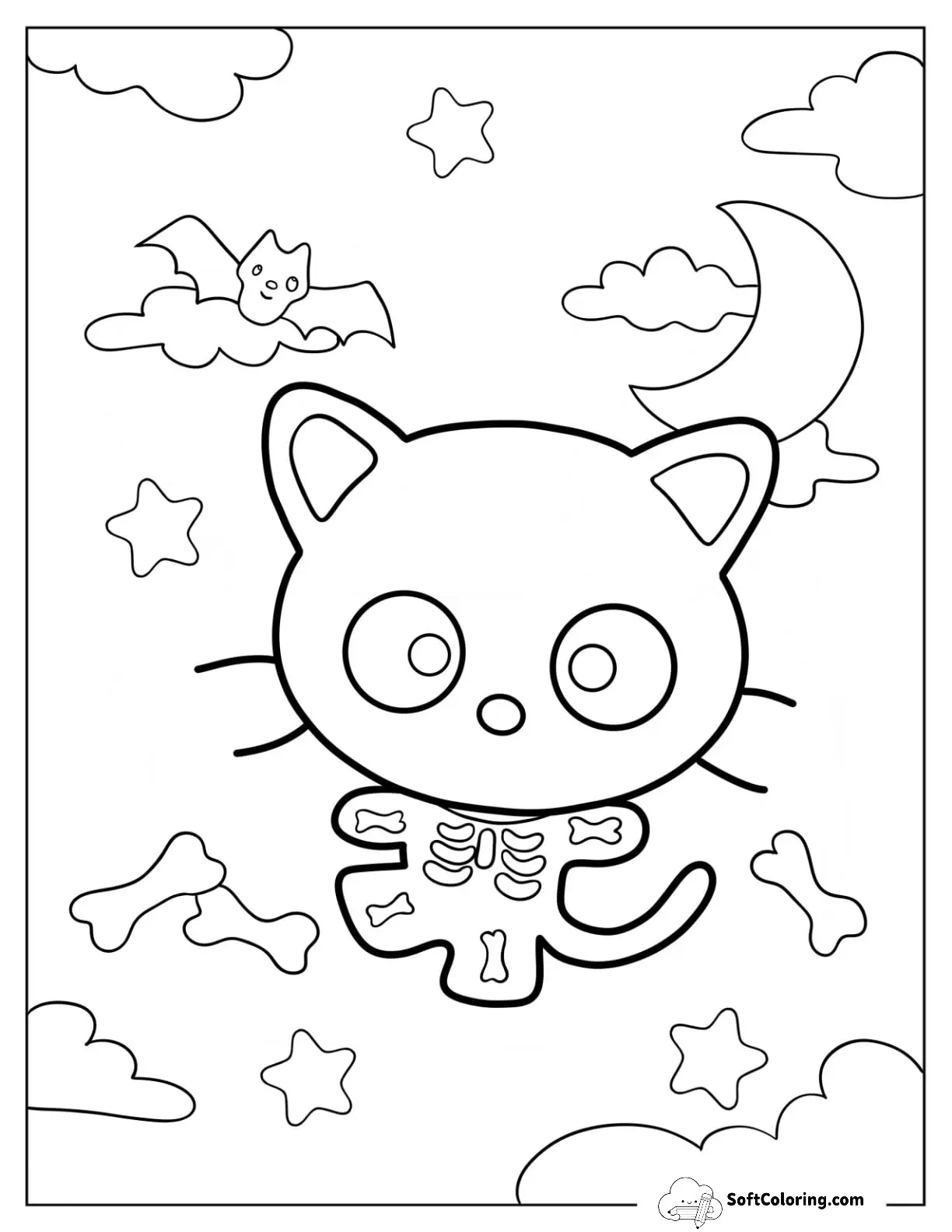 Chococat In Skeleton Halloween Costume Coloring Sheet