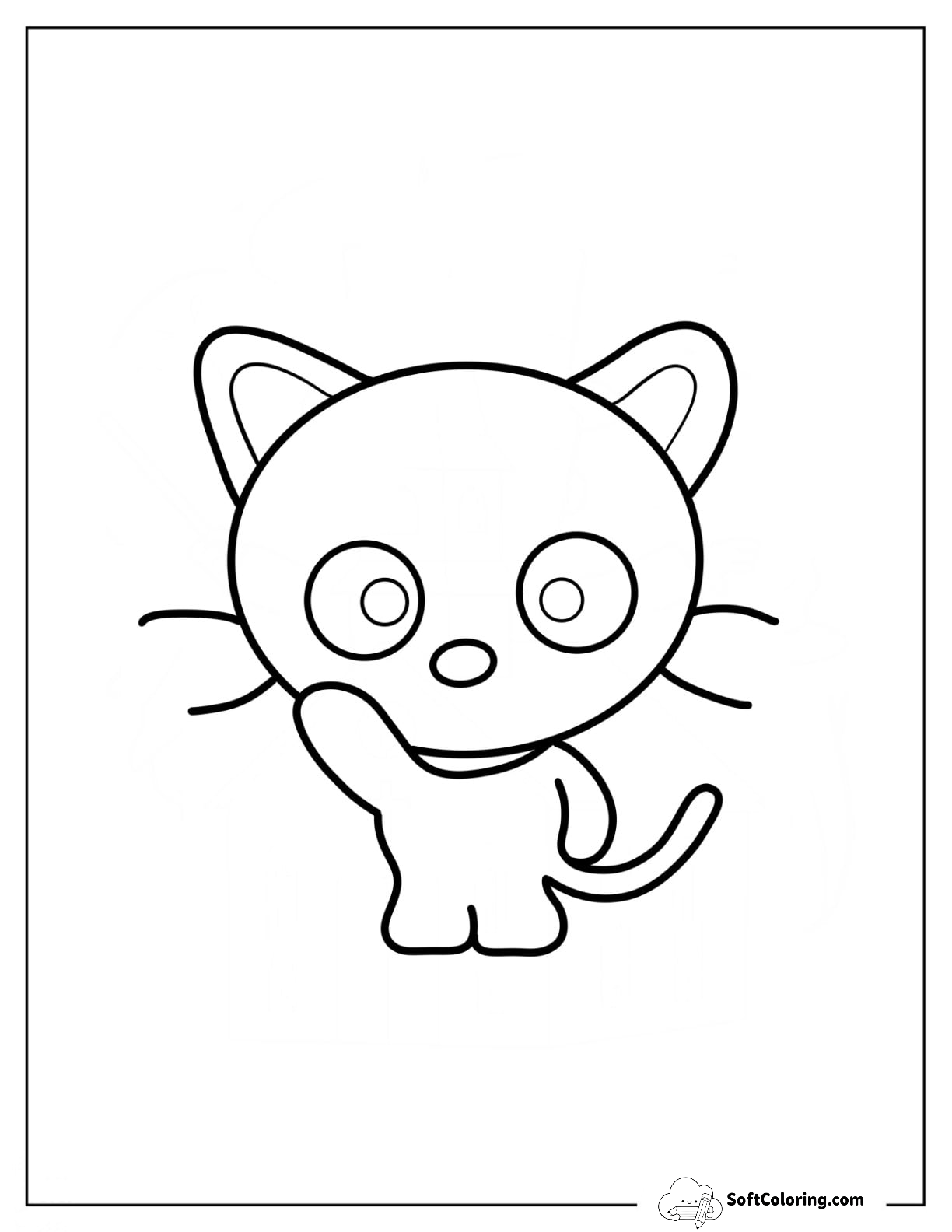 Chococat Waving Outline For Preschoolers