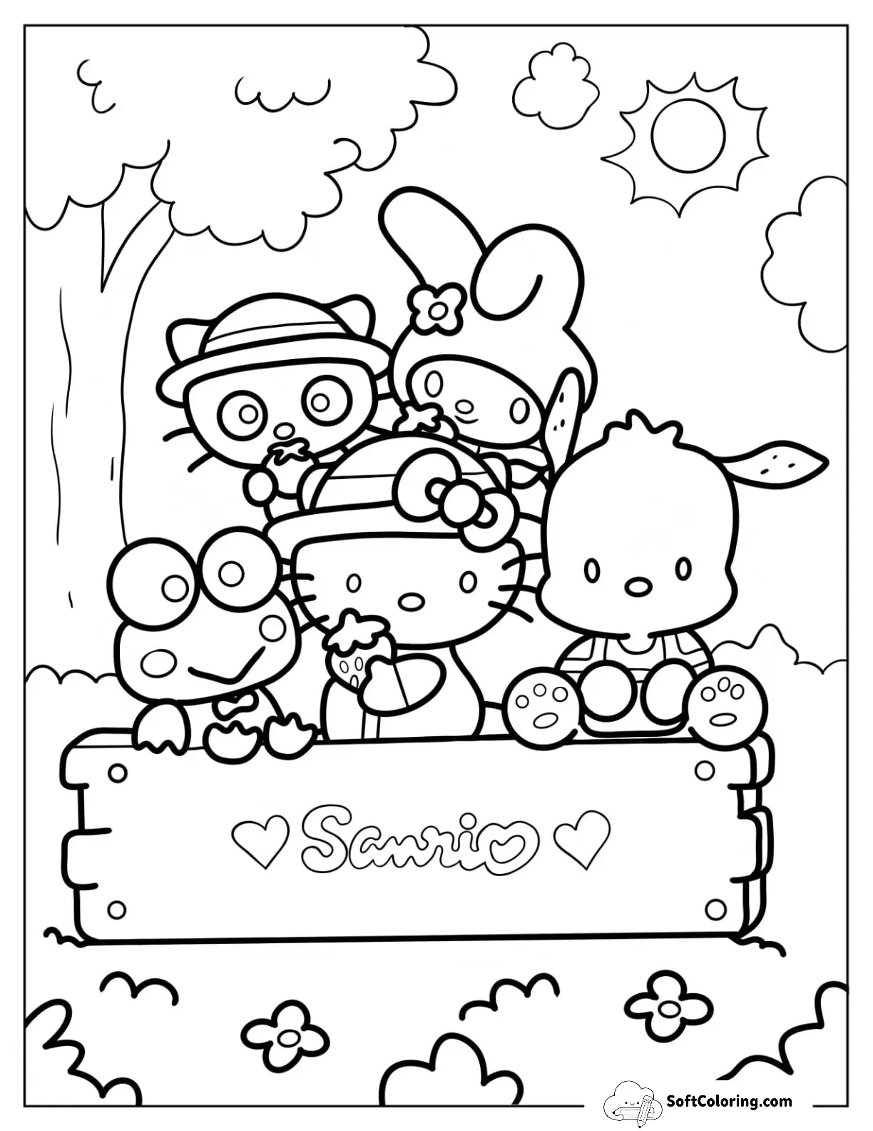 Chococat With Sanrio Friends Hello Kitty, My Melody, Pochacco, And Kerropi