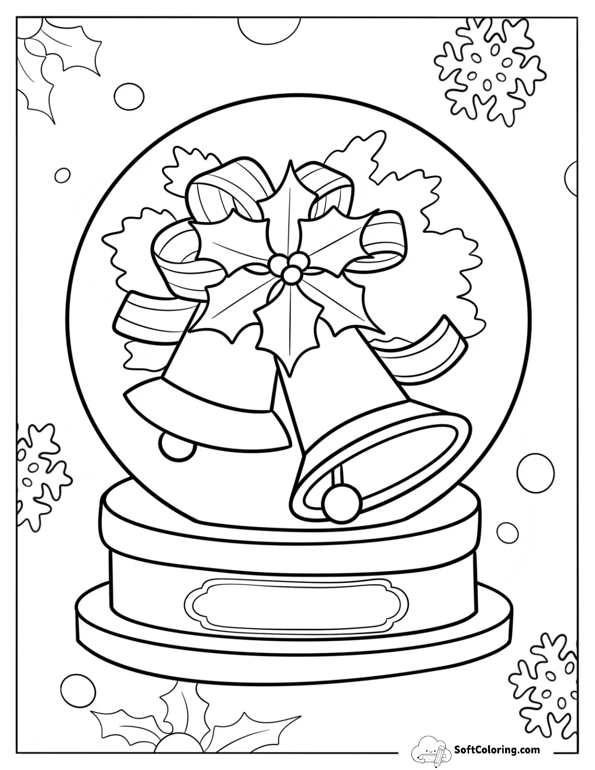 Christmas Bells Snow Globe Coloring Page
